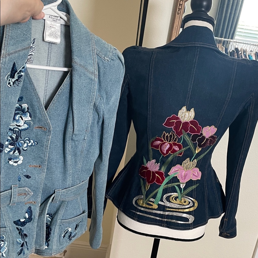 CHRISTIAN DIOR BOUTIQUE Embroidered Heart Pocket Denim Jacket - Picture 15 of 16